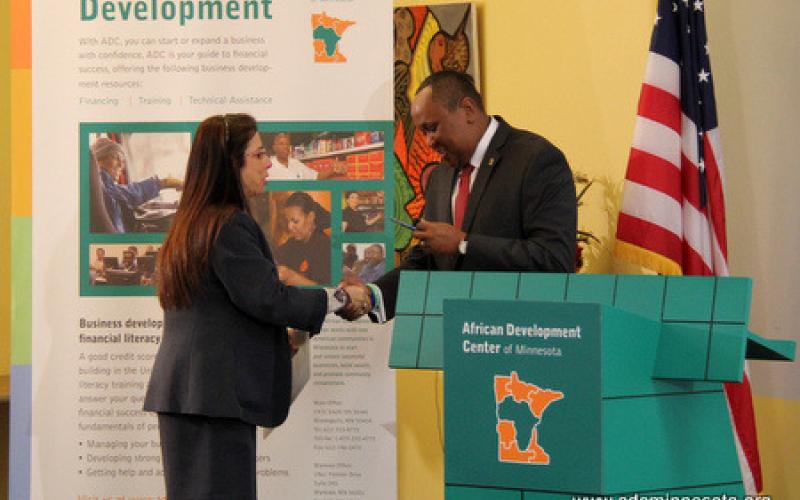 Hussein Samatar greets Valeria Sylva