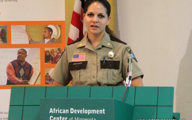 Hennepin County Sherrif's Department Major Tracey Martin speaks from the podium