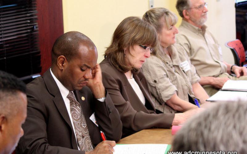 Participants listen to remarks by Eric W. Kaler