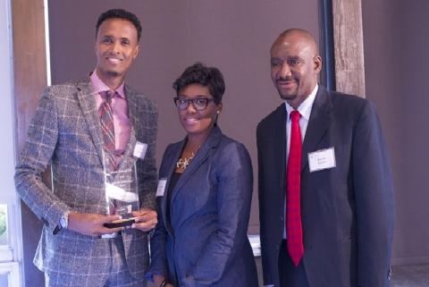2016 Awards Ceremony Nasibu Sareva and Commissioner Shawntera Hardy